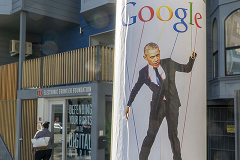 Poster Protests Against Google-Government Collusion